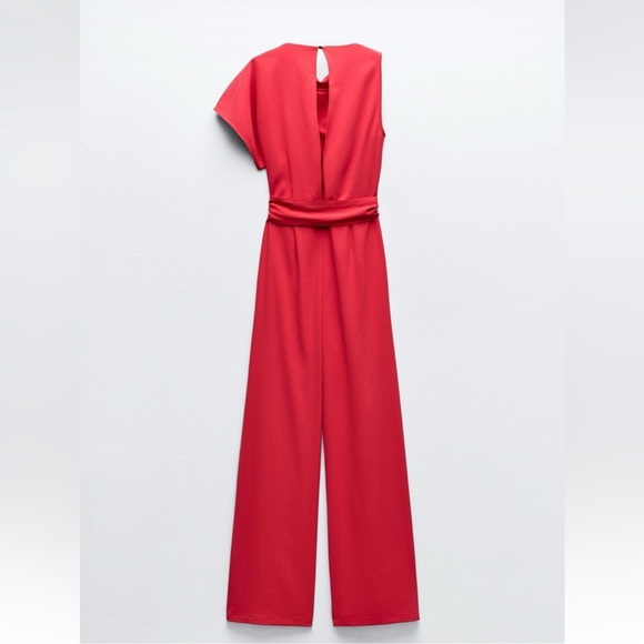 ZARA ASYMMETRIC CREPE BUCKLE JUMPSUIT - Picture 13 of 15